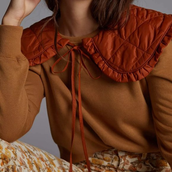 NWT Anthropologie Quilted Collar Color: BRONZE - Picture 1 of 3